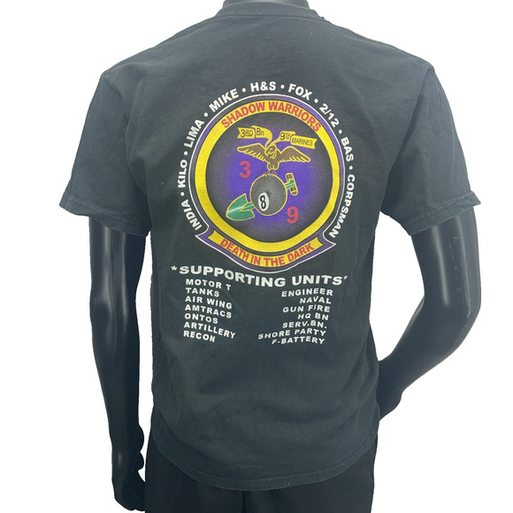 Vtg USMC 3rd Battalion 9th Marines Med T-shirt Shadow Warriors Death In The Dark - Picture 3 of 5